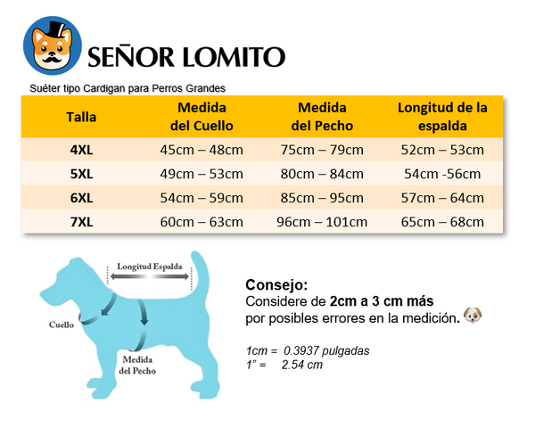 Sueter tipo Cardigan para Perros Grandes